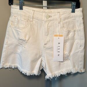 Women’s Risen high rise denim‎ off white/cream shorts new with tags size medium